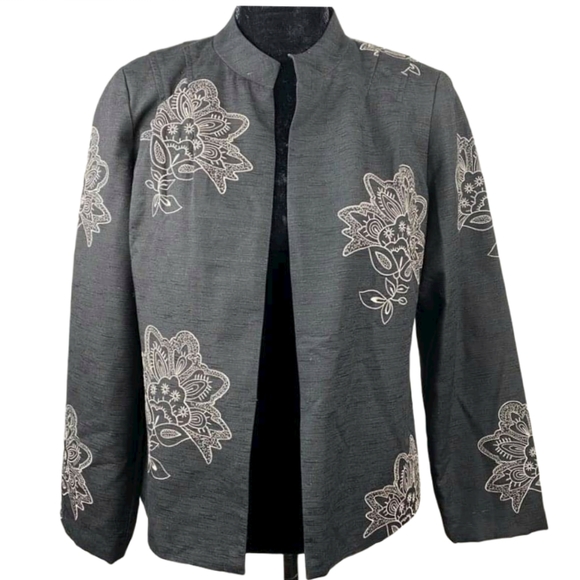 SILKLAND Blazer Jacket Grey Cream Silk Mandala - Picture 2 of 7